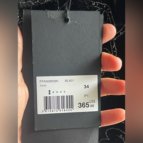 The Kooples NWT BLACK VELVET SUIT TROUSERS with Glitter Floral Print - Picture 5 of 16